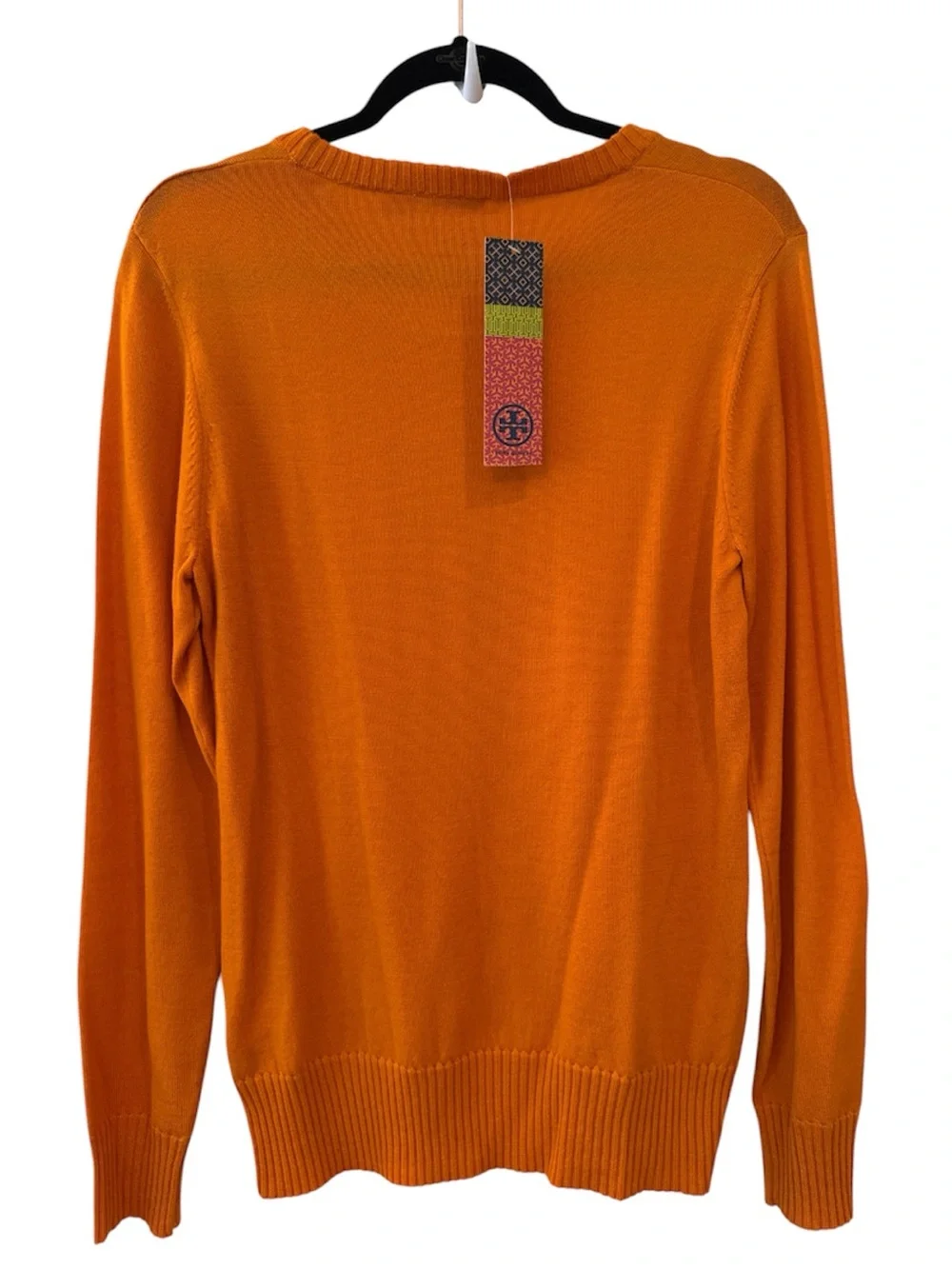 ⭐️NWT⭐️Tory Burch Logo Orange & Pink Crewneck Sweater. Size M